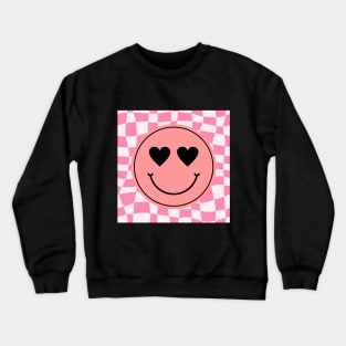 Cute Lovely Smiley Retro 80s Checkered Smiling Happy Crewneck Sweatshirt